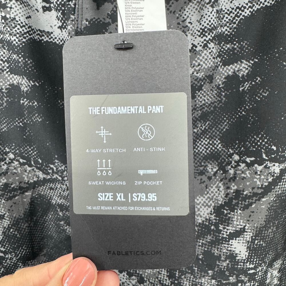 NEW Fabletics The Fundamental Pant Men's XL Black Noise Camo Gray Stretch - Picture 6 of 7